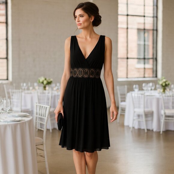 Weston Wear Dresses & Skirts - Weston Wear Black Lace Panel Waist Fit & Flare Cocktail Dress Womens Medium NWT